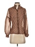 Shein Houndstooth Brown Long Sleeve Blouse Size XS - photo 1