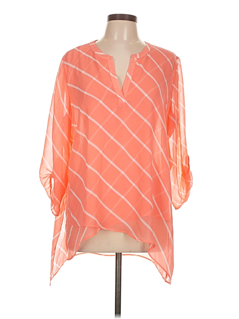 Pre-owned Chico's 3/4 Sleeve Blouse In Orange