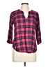 Koch 100% Rayon Plaid Pink 3/4 Sleeve Blouse Size L - photo 1