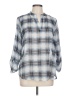 G Collection 100% Polyester Plaid Blue 3/4 Sleeve Blouse Size L - photo 1