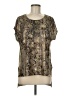 Dantelle Brown Gold Short Sleeve Blouse Size M - photo 1