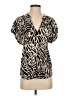 H&M 100% Viscose Animal Print Tan Short Sleeve Blouse Size XS - photo 1