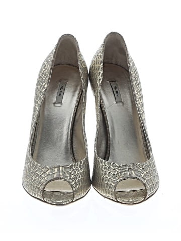 Miu Miu Metallic Snakeskin Heels (view 2)