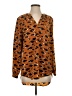 Madison 100% Polyester Animal Print Brown Long Sleeve Blouse Size XS - photo 1