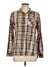 True Craft 100% Cotton Plaid Brown Long Sleeve Button-Down Shirt Size L - photo 1