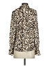 Ann Taylor LOFT 100% Polyester Animal Print Ivory Long Sleeve Blouse Size S - photo 2