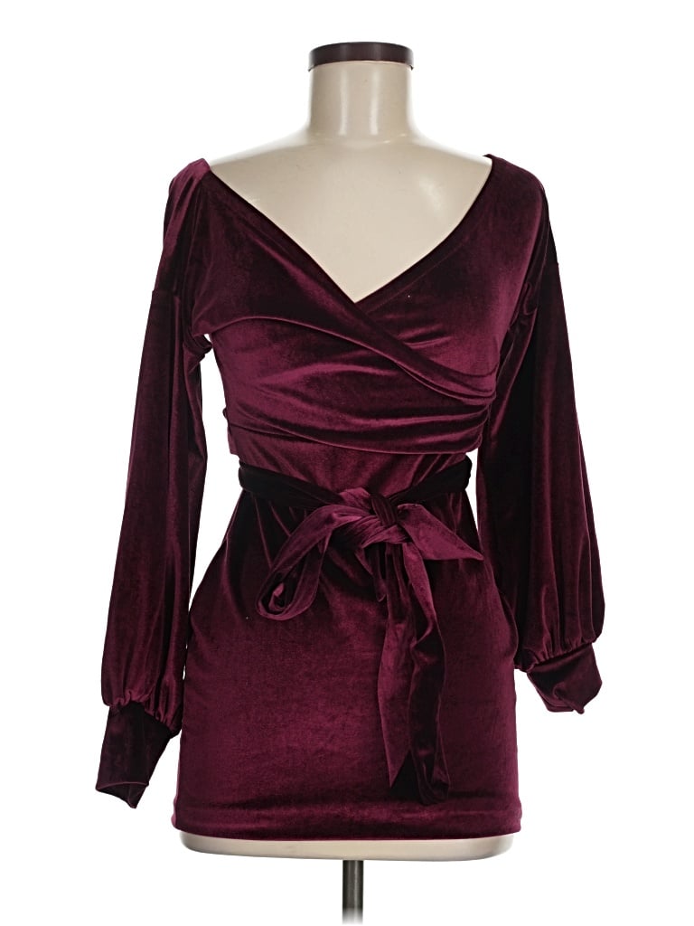 Pre-owned Lucy In The Sky Cocktail Dress In Burgundy