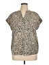 Cynthia Steffe 100% Polyester Animal Print Tan Short Sleeve Blouse Size XL - photo 1