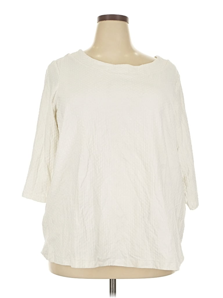 Pre-owned Blair 3/4 Sleeve Top Ivory Boatneck Tops In White