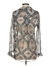 Olivaceous Animal Print Silver Long Sleeve Blouse Size S - photo 2
