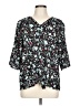 Fashion Floral Black 3/4 Sleeve Blouse Size L - photo 1