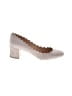 Chloé 100% Suede Chevron-herringbone Ivory Gray Heels Size EU 39 1/2 - photo 1