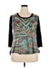 Assorted Brands 100% Polyester Teal Black 3/4 Sleeve Blouse Size 1X - photo 1