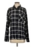 Forever 21 100% Rayon Plaid Black Long Sleeve Button-Down Shirt Size S - photo 1