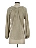 Ann Taylor 100% Polyester Metallic Silver Long Sleeve Blouse Size XS - photo 2