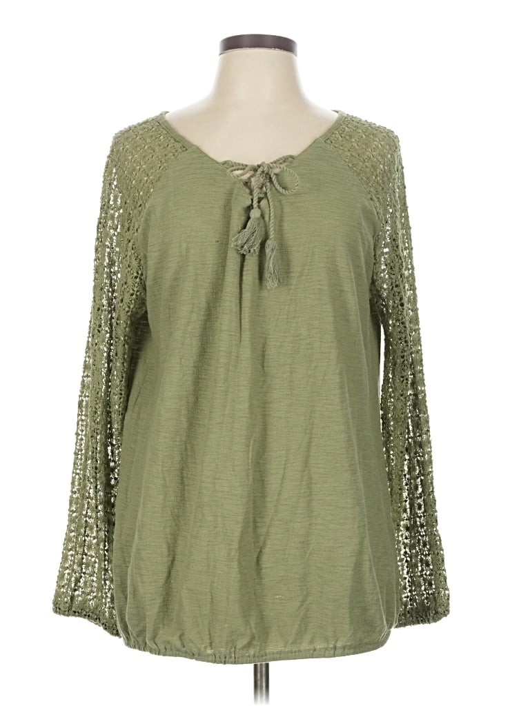 Pre-owned Ruff Hewn 3/4 Sleeve Blouse In Green