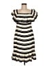 Halston Heritage 100% Polyester Stripes Ivory Casual Dress Size 6 - photo 1