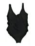 Unbranded Solid Black One Piece Swimsuit Size L - photo 2