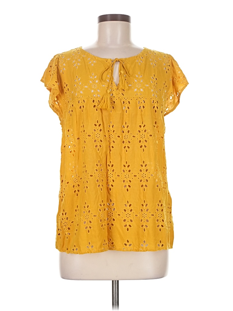 Pre-owned Old Navy Short Sleeve Blouse In Yellow