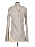 Belle + Sky Metallic Silver Long Sleeve Blouse Size S - photo 2