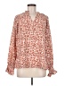 Assorted Brands 100% Polyester Animal Print Orange Long Sleeve Blouse Size M - photo 1