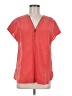 LUXE DELUXE 100% Silk Red Short Sleeve Silk Top Size 6 - photo 1