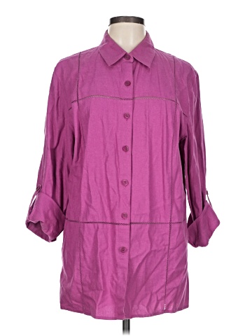 JM Collection 3/4 Sleeve Button-Down Shirt (view 1)