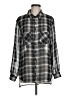 Xhilaration 100% Polyester Plaid Gray Long Sleeve Blouse Size M - photo 1
