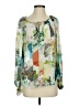 Leifsdottir 100% Silk Print Ivory Green Long Sleeve Silk Top Size 0 - photo 1