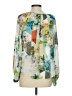 Leifsdottir 100% Silk Print Ivory Green Long Sleeve Silk Top Size 0 - photo 2