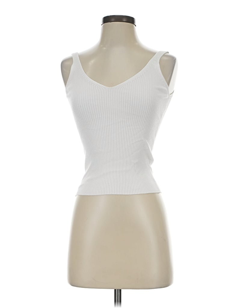 Pre-owned Mng Tank Top White Strapless Neckline Tops
