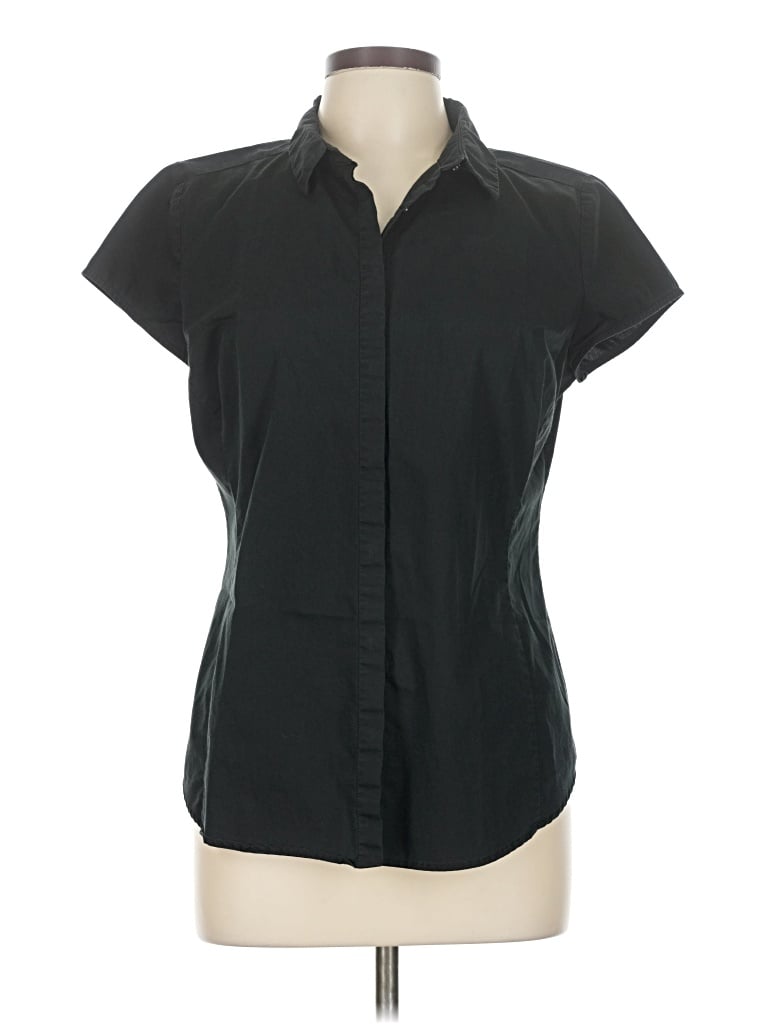 Pre-owned Worthington Short Sleeve Blouse In Black