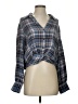 Drew Plaid Blue 3/4 Sleeve Blouse Size S - photo 1