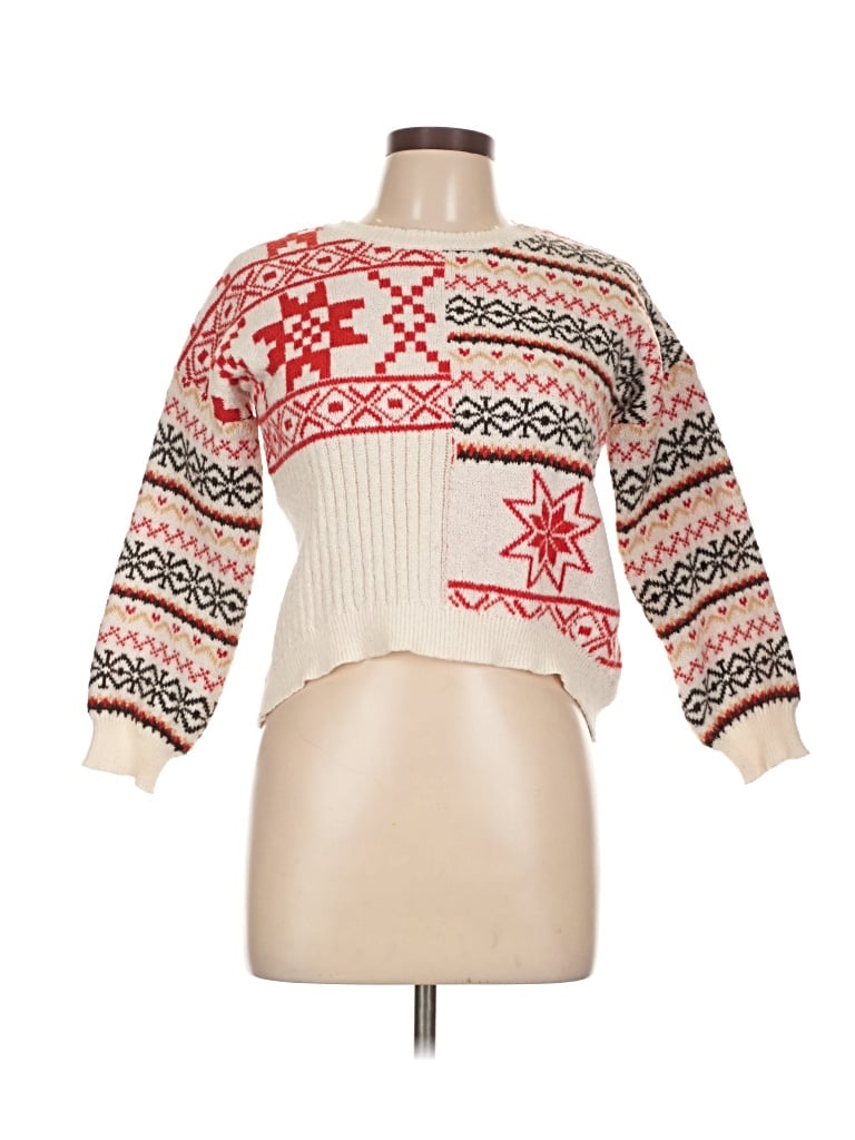 Pre-owned Holiday Time Pullover Sweater In White