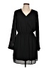 DR2 100% Polyester Solid Black Casual Dress Size L - photo 1