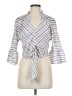 Bleuh Ciel 100% Polyester Stripes Gray 3/4 Sleeve Blouse Size M - photo 1