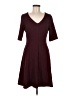 Connected Apparel Solid Burgundy Casual Dress Size 8 - photo 1