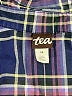 Tea 100% Cotton Plaid Blue Long Sleeve Button-Down Shirt Size 14 - photo 3