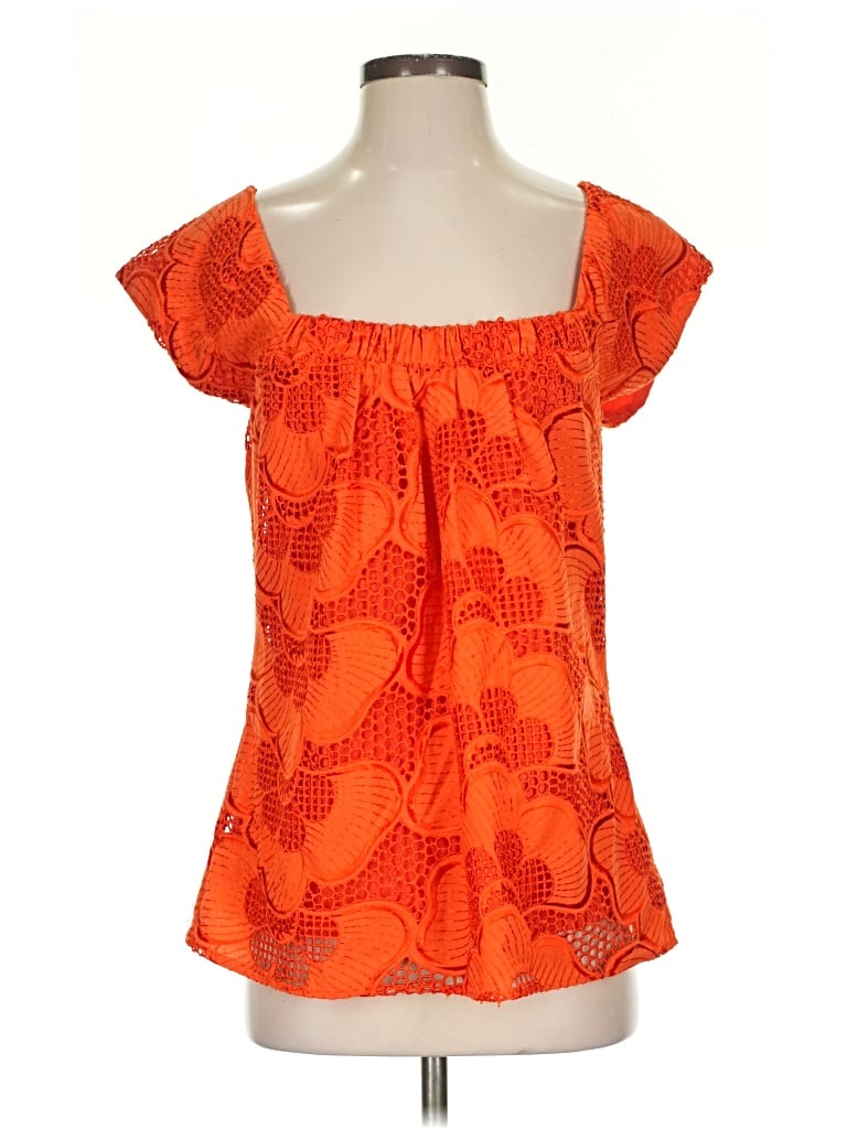 Pre-owned Liquid Short Sleeve Blouse In Orange