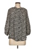 Elorie 100% Silk Animal Print Black 3/4 Sleeve Silk Top Size M - photo 1