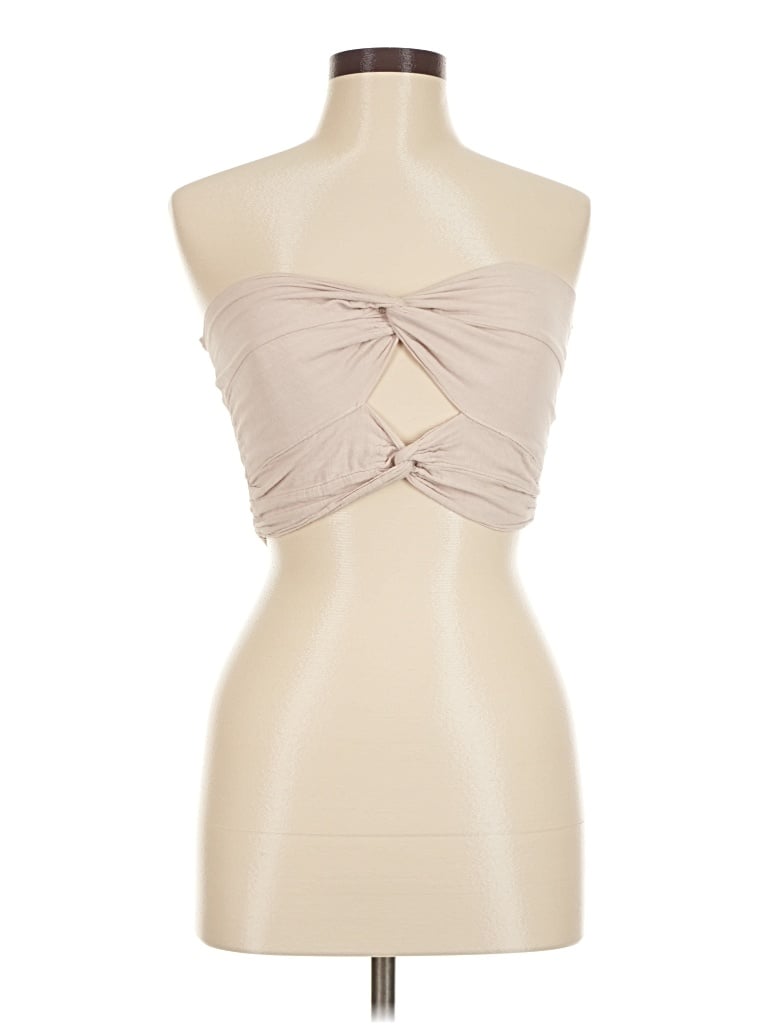 Pre-owned Blanco By Nature Tube Top Tan Strapless Neckline Tops