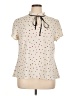 Shein Curve 100% Polyester Polka Dots Ivory Short Sleeve Blouse Size 0X - photo 1