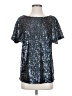 7 For All Mankind Metallic Silver Short Sleeve Blouse Size S - photo 1