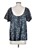 7 For All Mankind Metallic Silver Short Sleeve Blouse Size S - photo 2