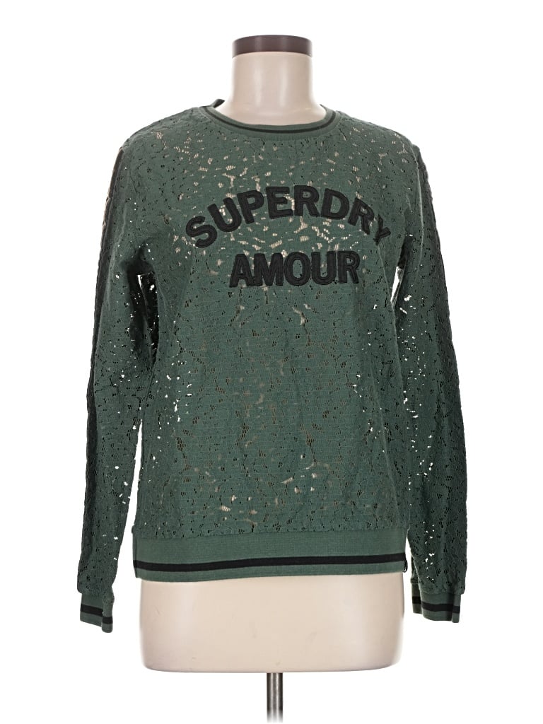 Pre-owned Superdry Long Sleeve Top Green Crew Neck Tops