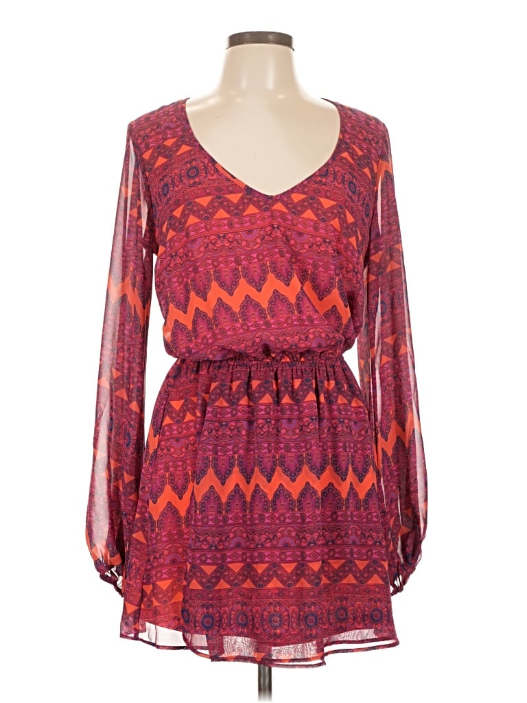 Show Me Your Mumu Casual Dress - Popover: Burgundy Paisley Pattern Dresses - Used - Size Large