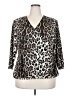 MSK Animal Print Silver 3/4 Sleeve Blouse Size 3X - photo 1