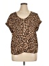 Bold Elements 100% Polyester Animal Print Brown Short Sleeve Blouse Size XL - photo 1