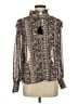 Aqua Paisley Black Long Sleeve Blouse Size S - photo 1