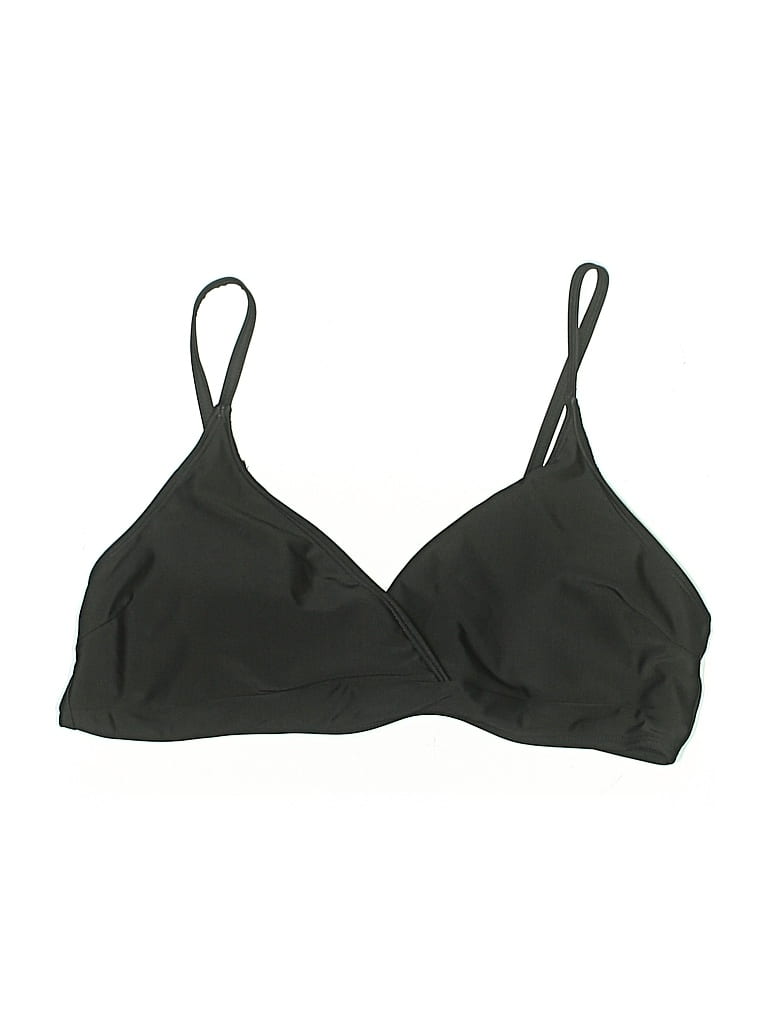 Pre-owned Unbranded Swimsuit Top Black Solid Pattern Swimwear